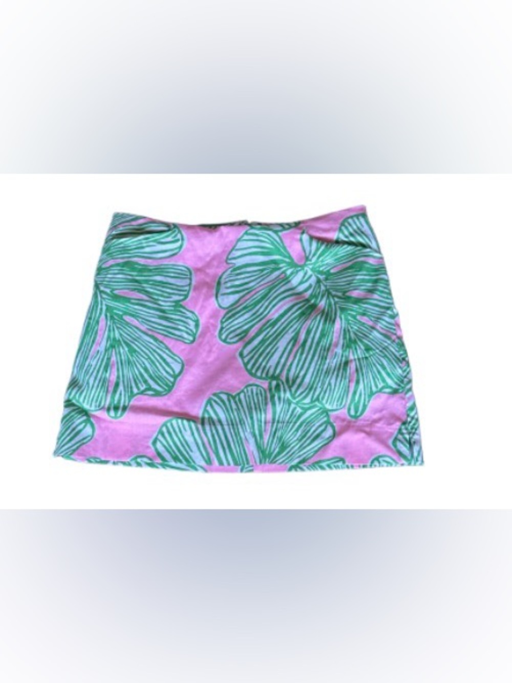 Lily Pulitzer  marigold Mini Skirt skort with Green Tropical Leaf Print size 10